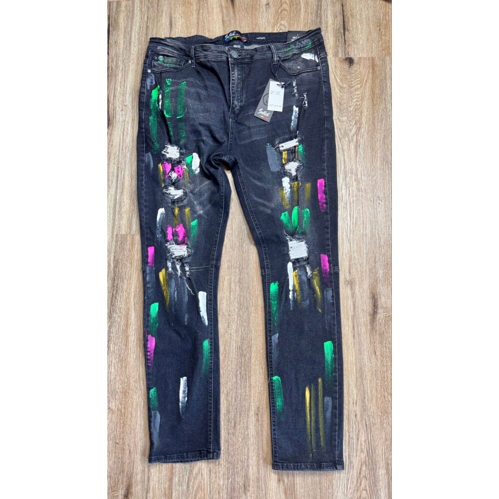 Switch Remarkable Distressed Paint Splatter Jeans Men’s 40 x 32 Slim Taper Black